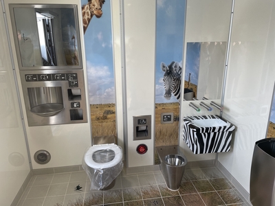 Extra basin, toilet and hand drier in public toilet